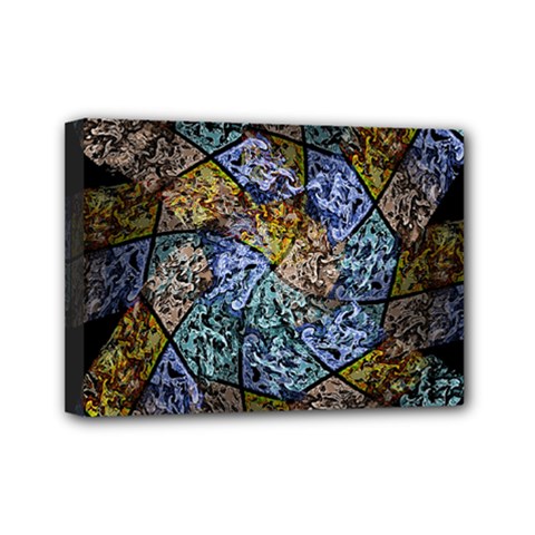 Multi Color Tile Twirl Octagon Mini Canvas 7  X 5  by Celenk