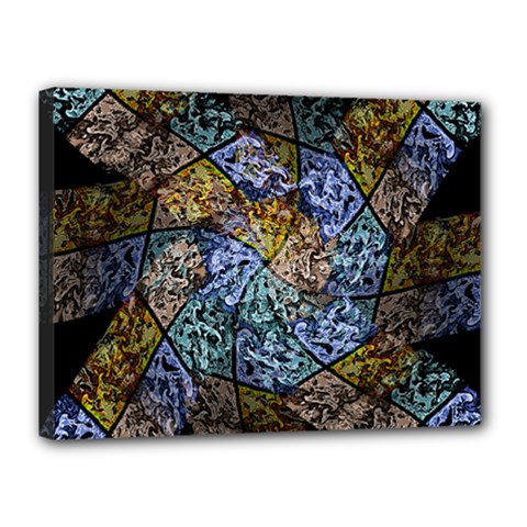 Multi Color Tile Twirl Octagon Canvas 16  X 12  by Celenk