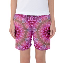 Flower Mandala Art Pink Abstract Women s Basketball Shorts by Celenk