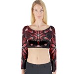 Mandala Red Bright Kaleidoscope Long Sleeve Crop Top