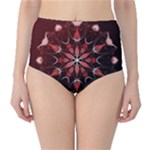 Mandala Red Bright Kaleidoscope High-Waist Bikini Bottoms