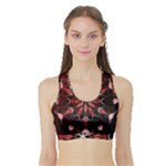 Mandala Red Bright Kaleidoscope Sports Bra with Border