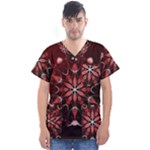 Mandala Red Bright Kaleidoscope Men s V-Neck Scrub Top