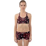 Mandala Red Bright Kaleidoscope Back Web Sports Bra Set