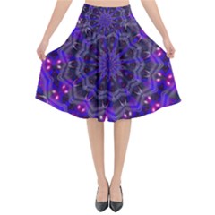 Purple Kaleidoscope Mandala Pattern Flared Midi Skirt by Celenk