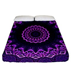 Mandala Purple Mandalas Balance Fitted Sheet (queen Size) by Celenk