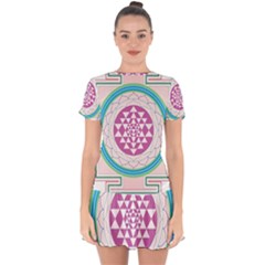 Mandala Design Arts Indian Drop Hem Mini Chiffon Dress by Celenk