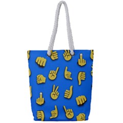 Emojis Hands Fingers Background Full Print Rope Handle Tote (small)