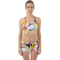 Exotic Birds Of Paradise And Flowers Watercolor Back Web Sports Bra Set by TKKdesignsCo