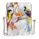 Exotic Birds of Paradise and Flowers Watercolor Drawstring Bag (Large) View1