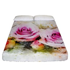 Flower Roses Art Abstract Fitted Sheet (california King Size) by Celenk