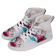 Cat Kitty Animal Art Abstract Women s Hi-top Skate Sneakers by Celenk