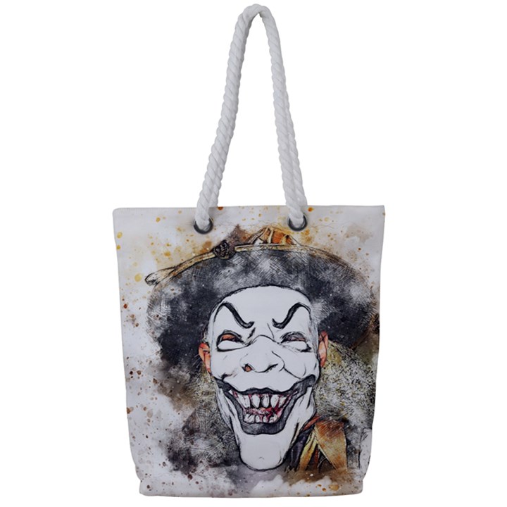 Mask Party Art Abstract Watercolor Full Print Rope Handle Tote (Small)