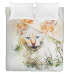 Cat Animal Art Abstract Watercolor Duvet Cover Double Side (queen Size) by Celenk