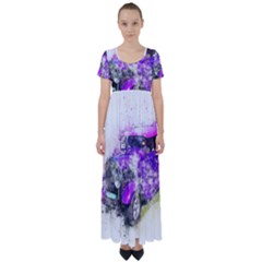 Car Old Car Art Abstract High Waist Short Sleeve Maxi Dress