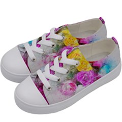 Flowers Bouquet Art Abstract Kids  Low Top Canvas Sneakers by Celenk