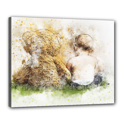 Bear Baby Sitting Art Abstract Canvas 20  X 16  by Celenk