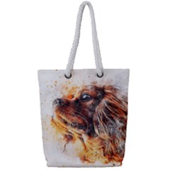 Dog Animal Pet Art Abstract Full Print Rope Handle Tote (small)