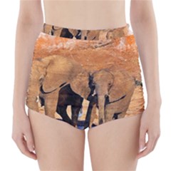 Elephants Animal Art Abstract High-waisted Bikini Bottoms by Celenk