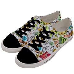 Doodle New Year Party Celebration Men s Low Top Canvas Sneakers by Celenk