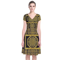 Beautiful Stars Would Be In Gold Frames Short Sleeve Front Wrap Dress by pepitasart