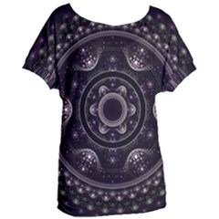 Fractal Mandala Circles Purple Women s Oversized Tee by Celenk