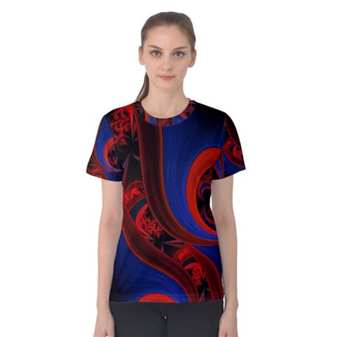 Fractal Abstract Pattern Circles Women s Cotton Tee by Celenk