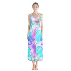 Background Art Abstract Watercolor Button Up Chiffon Maxi Dress by Celenk