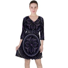 Fractal Abstract Purple Majesty Ruffle Dress