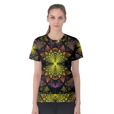 Fractal Multi Color Geometry Women s Cotton Tee by Celenk