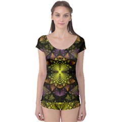 Fractal Multi Color Geometry Boyleg Leotard  by Celenk