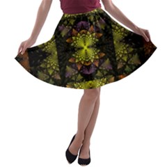 Fractal Multi Color Geometry A-line Skater Skirt by Celenk