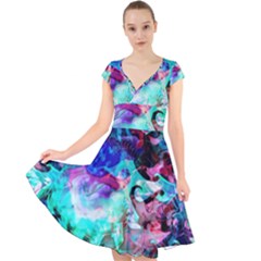 Background Art Abstract Watercolor Cap Sleeve Front Wrap Midi Dress by Celenk