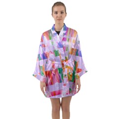 Watercolour Paint Dripping Ink Long Sleeve Kimono Robe by Celenk