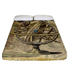 Map Compass Nautical Vintage Fitted Sheet (california King Size) by Celenk