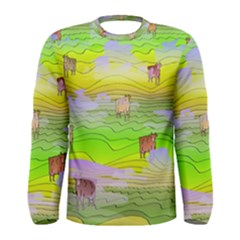 Cows And Clouds In The Green Fields Men s Long Sleeve Tee by CosmicEsoteric