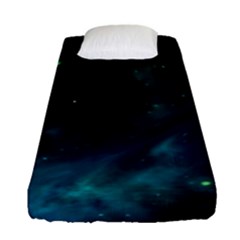 Green Space All Universe Cosmos Galaxy Fitted Sheet (single Size) by Celenk