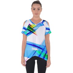 Lines Vibrations Wave Pattern Cut Out Side Drop Tee by Celenk