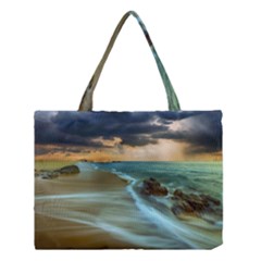 Beach Shore Sand Coast Nature Sea Medium Tote Bag by Celenk