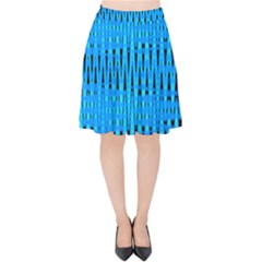 Sharp Blue And Black Wave Pattern Velvet High Waist Skirt by Celenk