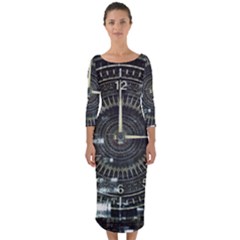 Time Machine Science Fiction Future Quarter Sleeve Midi Bodycon Dress by Celenk