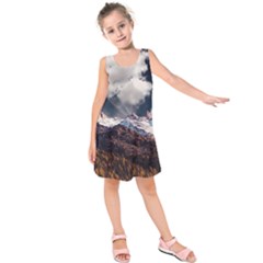 Mountain Sky Landscape Hill Rock Kids  Sleeveless Dress by Celenk