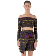 Hot As Candles And Fireworks In Warm Flames Off Shoulder Top With Skirt Set by pepitasart