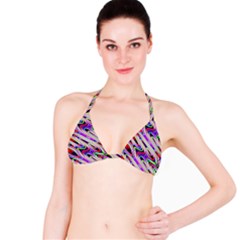 Multi Color Wave Abstract Pattern Bikini Top by Celenk