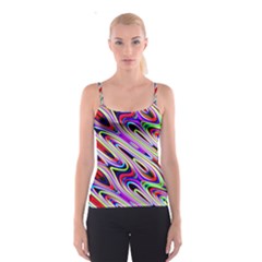 Multi Color Wave Abstract Pattern Spaghetti Strap Top by Celenk