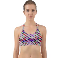 Multi Color Wave Abstract Pattern Back Web Sports Bra by Celenk