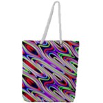 Multi Color Wave Abstract Pattern Full Print Rope Handle Tote (Large)