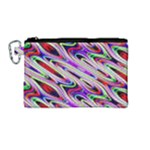 Multi Color Wave Abstract Pattern Canvas Cosmetic Bag (Medium)