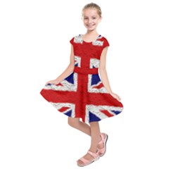 Union Jack Flag National Country Kids  Short Sleeve Dress by Celenk
