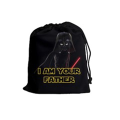 Darth Vader Cat Drawstring Pouches (large)  by Valentinaart